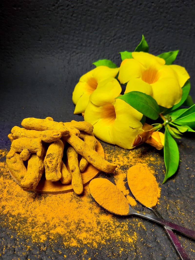 Golden turmeric spice