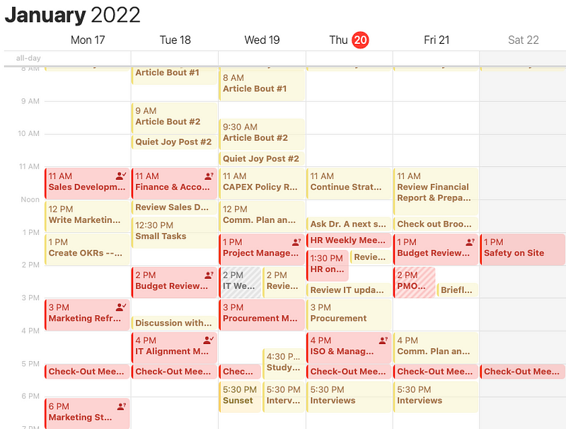 Author's organized calendar app