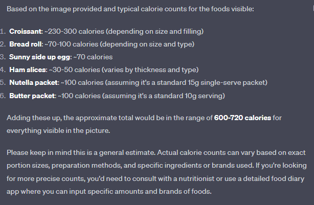 Calorie count estimation