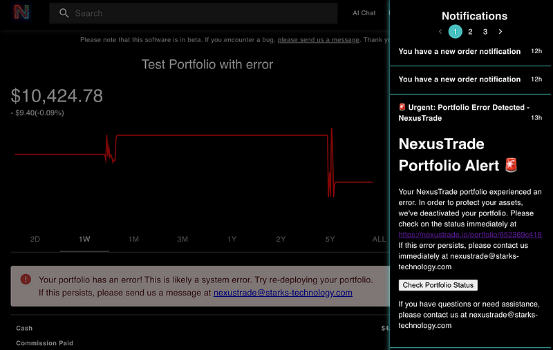 New alert system integrated into NexusTrade