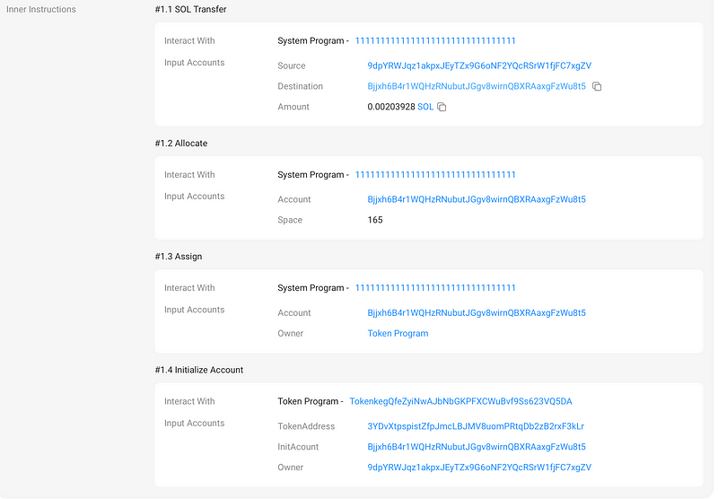 Transaction details in Solscan