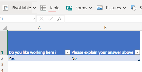 Workflow for connecting Forms to Excel via Power Automate