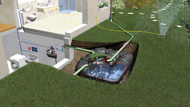 Rainwater tank installation illustration