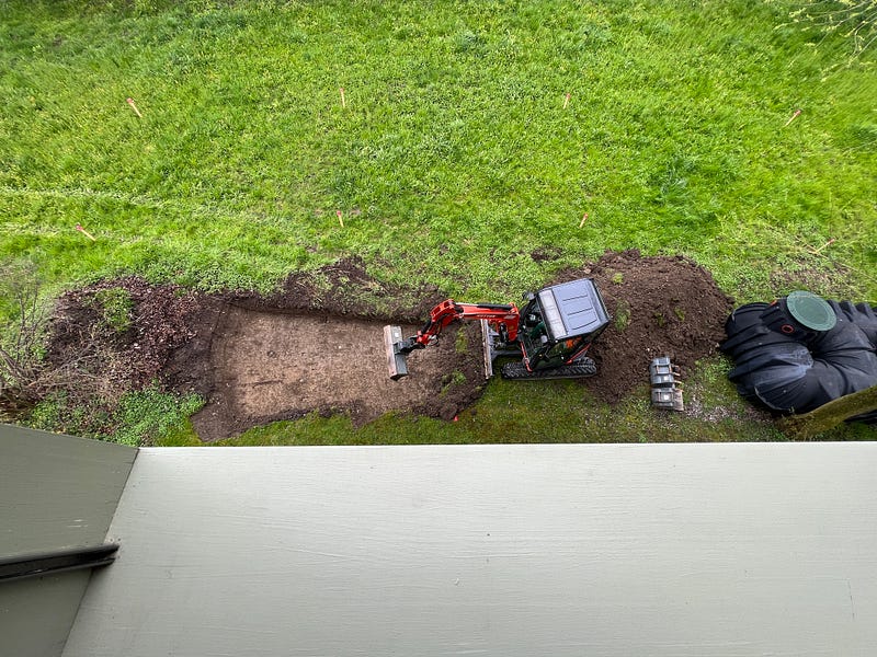 Excavation for the rainwater tank