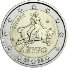 2-Euro coin featuring bull-riding motif