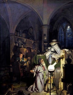 Joseph Wright's painting depicting phosphorus discovery