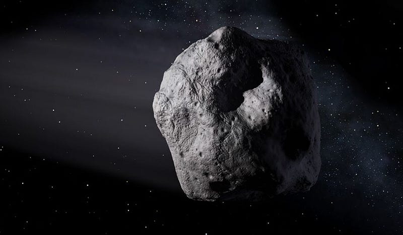 Illustration of an asteroid in space