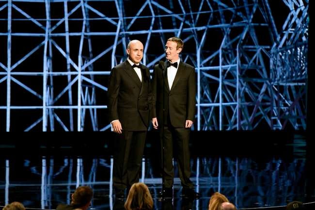 Yuri Milner and Mark Zuckerberg at the Breakthrough Prize event