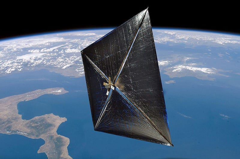 Artist's depiction of a solar sail in space