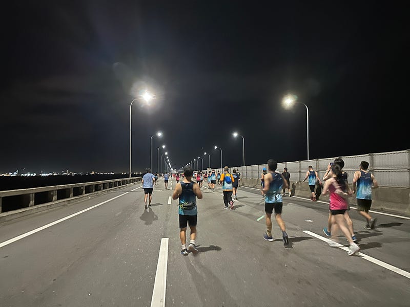 Runner on Penang Bridge during the marathon