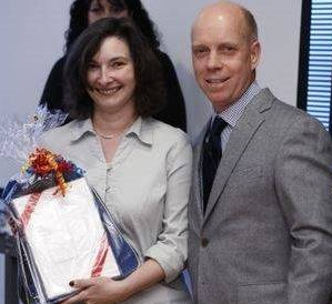 Author with Scott Hamilton at a promotional event