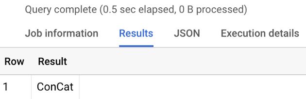 CONCAT function example result