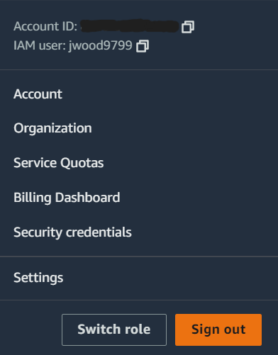 Navigating to Security Credentials