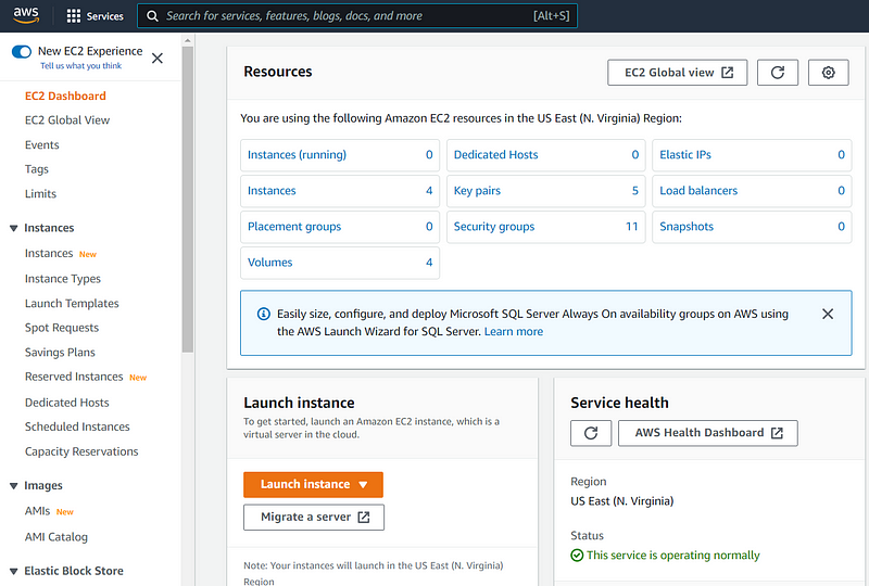 Viewing EC2 Instances