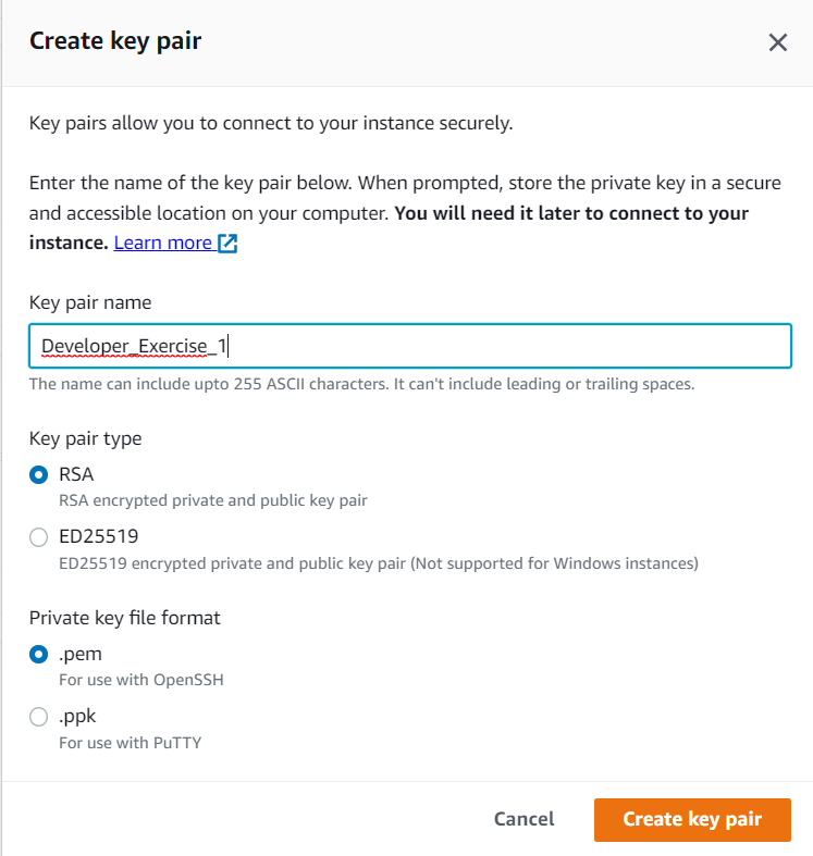 Downloading Key Pair