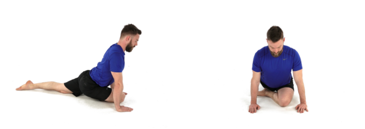 Performing the Alternating Pigeon stretch