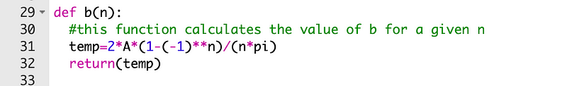 Function for Calculating Coefficient \( b_n \)