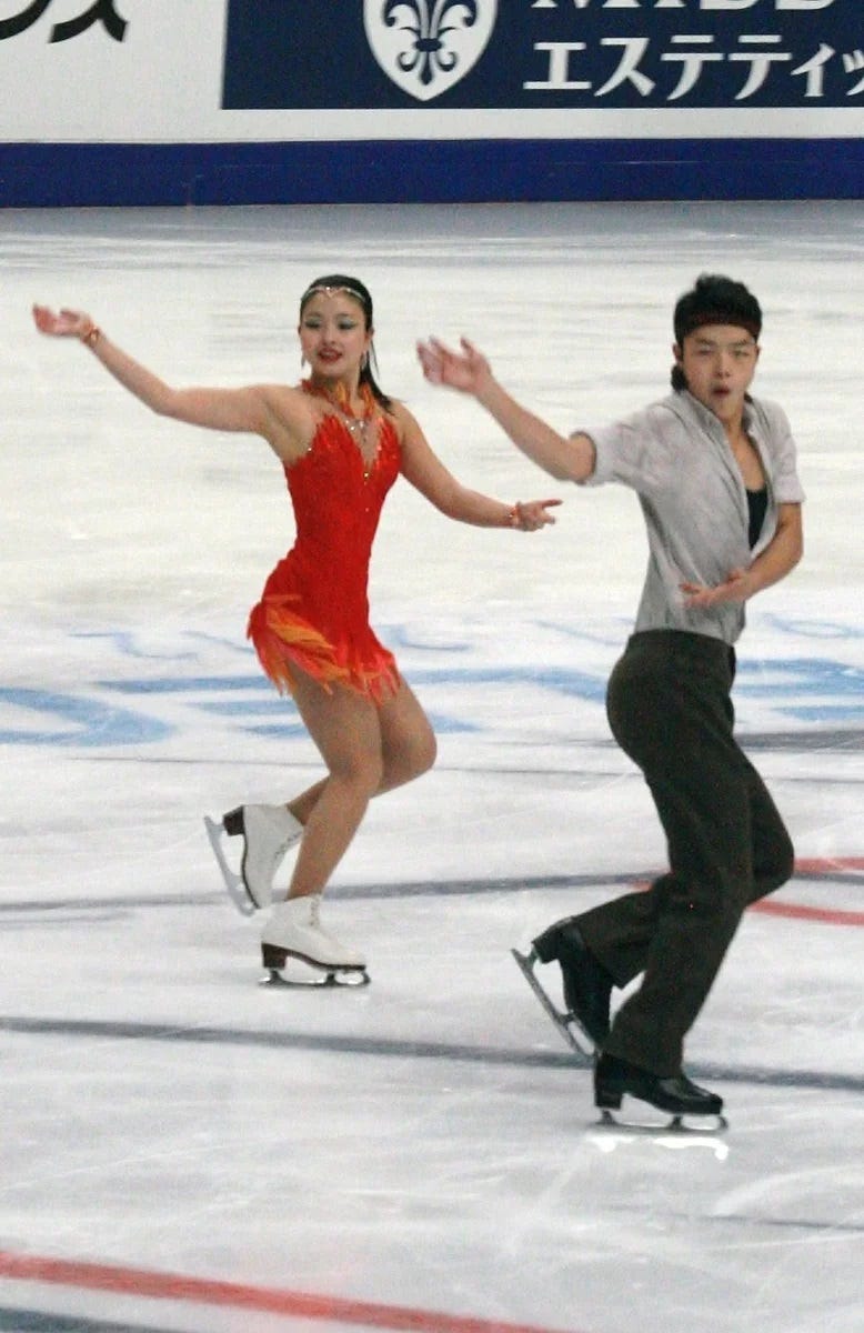 Figure skater illustrating rotational speed change