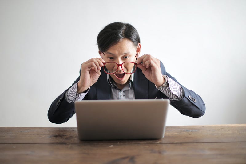 A man looking amazed at health information