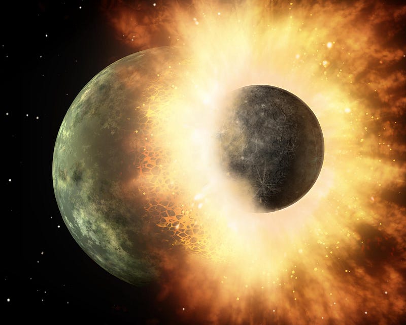 Artistic representation of early lunar impacts