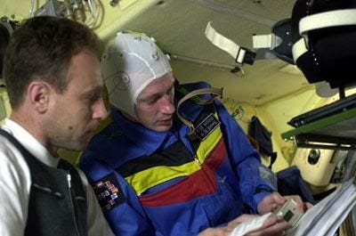 NASA astronaut conducting a neurology experiment